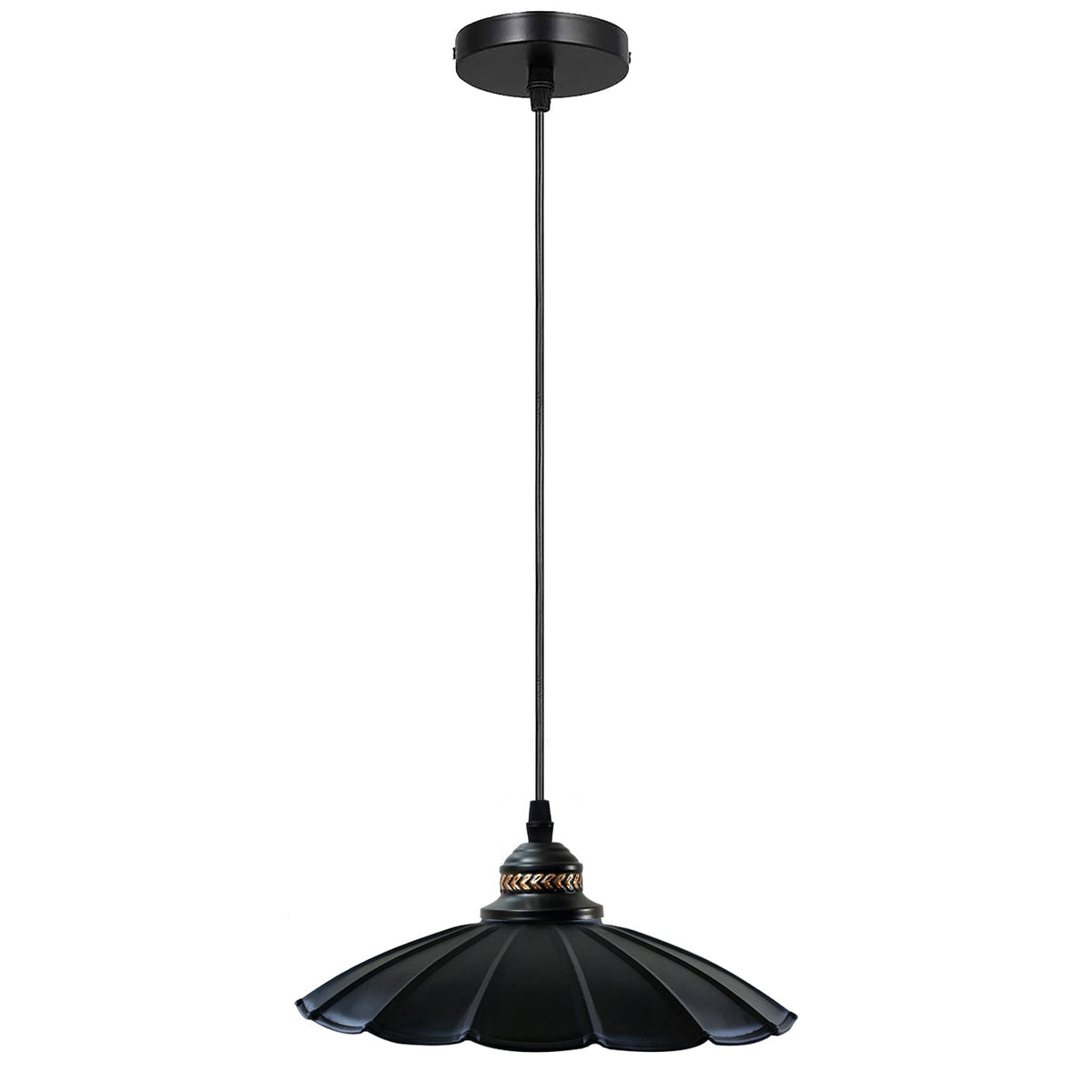 Industrial Brushed Copper Pendant Light | Retro Wavy Umbrella Ceiling Lamp E27 ~1411