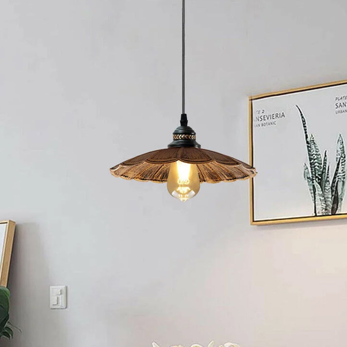 Industrial Brushed Copper Pendant Light | Retro Wavy Umbrella Ceiling Lamp E27 ~1411