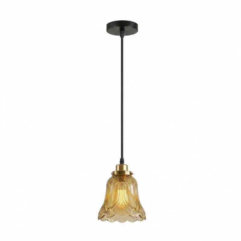 Vintage Industrial Tea Brown Glass Pendant Light with LED Bulb ~6717