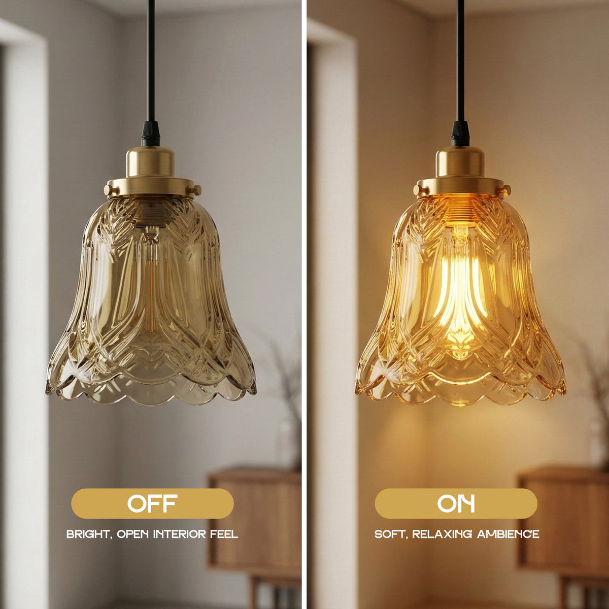 Vintage Industrial Tea Brown Glass Pendant Light with LED Bulb ~6717