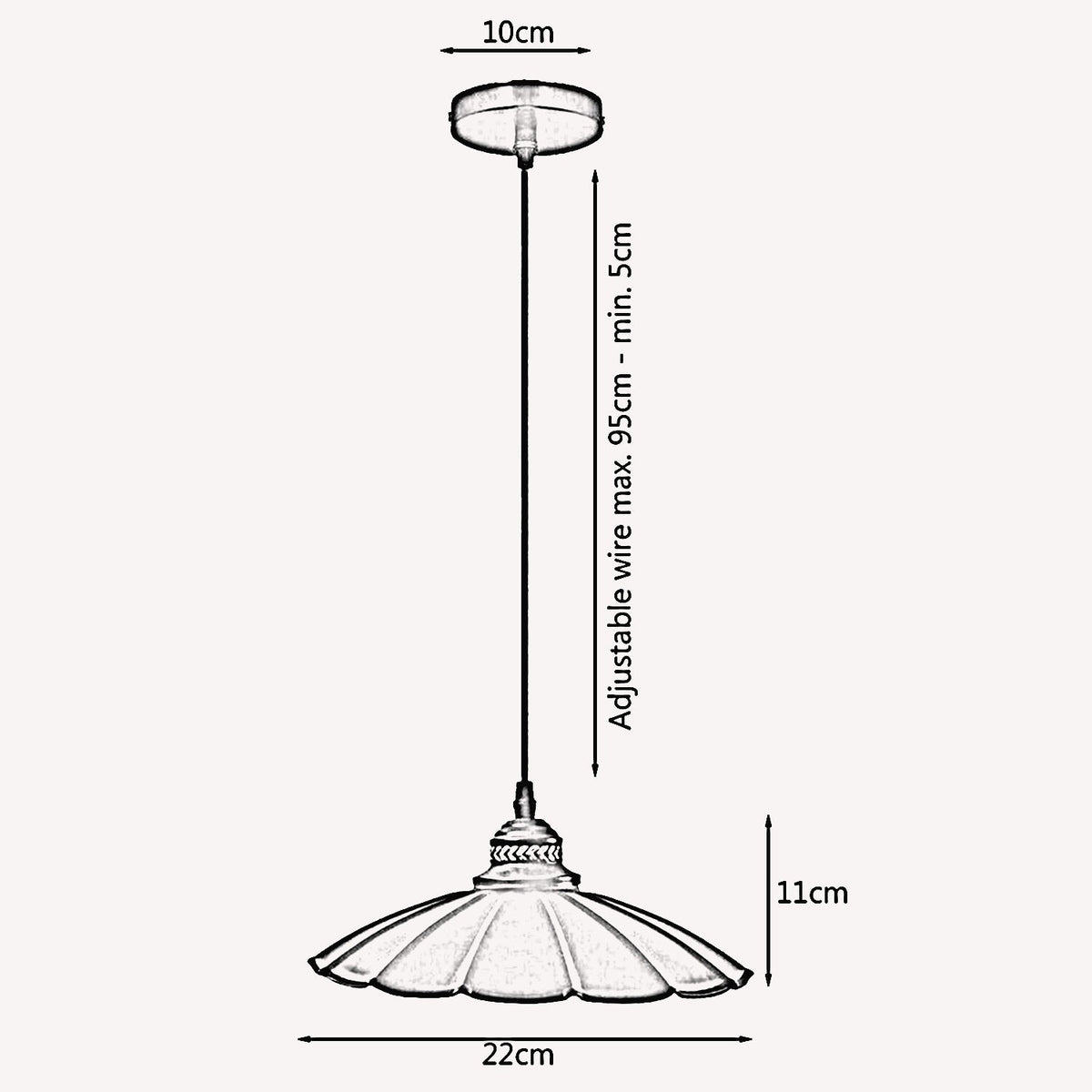 Industrial Brushed Copper Pendant Light | Retro Wavy Umbrella Ceiling Lamp E27 ~1411