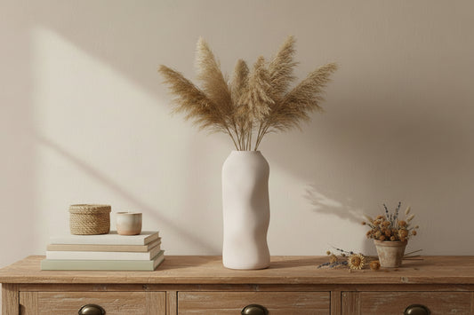 White Tall Sculptured Textured Vase 9.5cm x 9.5cm x 24cm