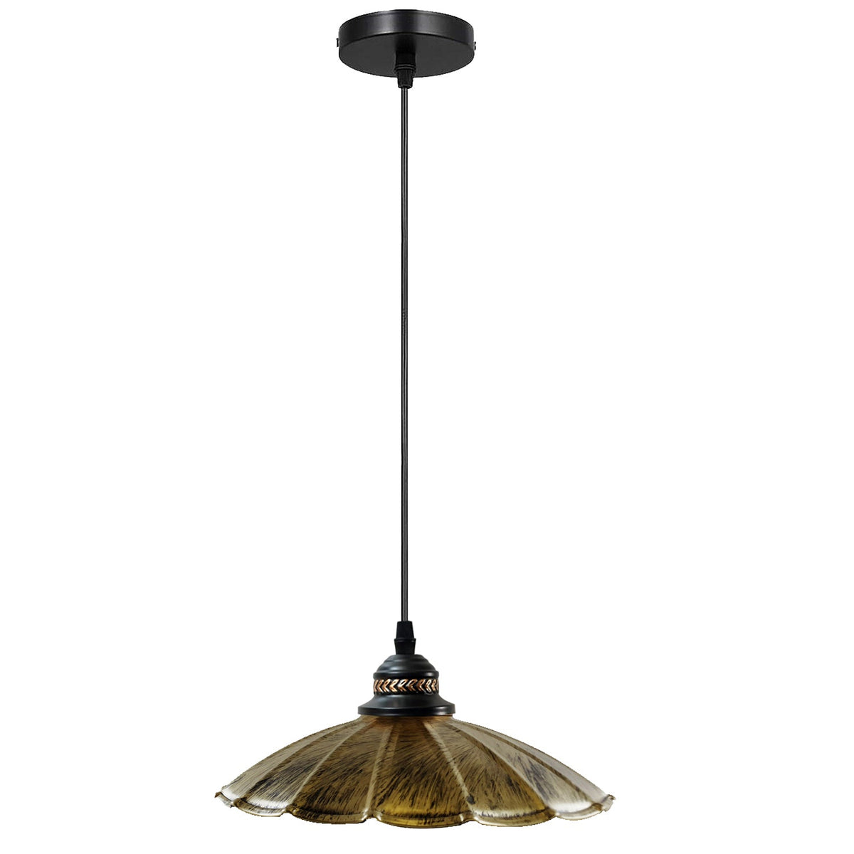 Industrial Brushed Copper Pendant Light | Retro Wavy Umbrella Ceiling Lamp E27 ~1411