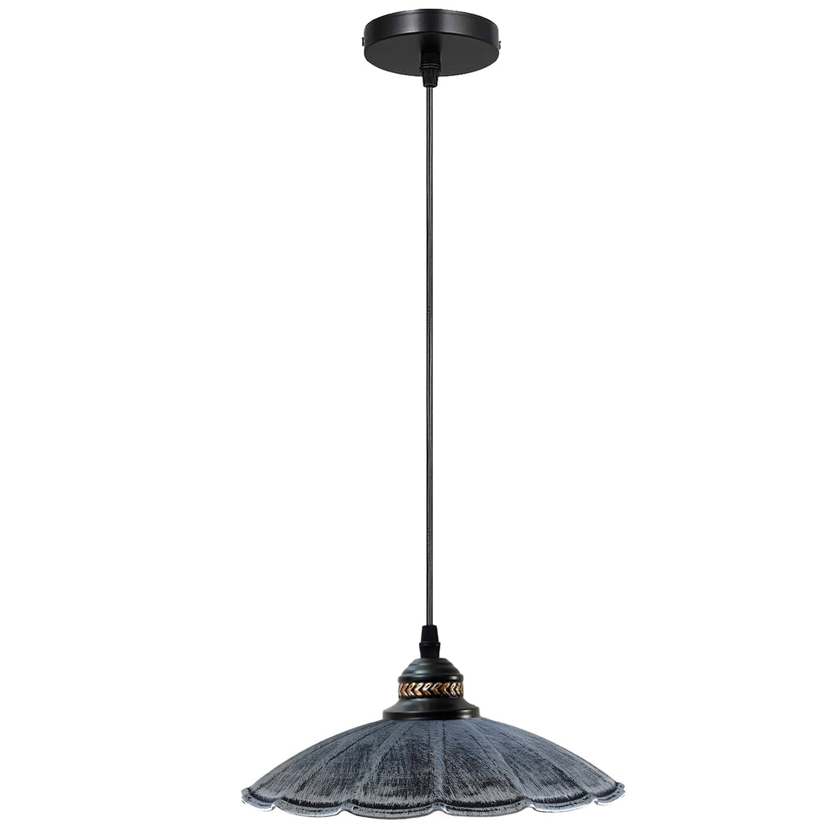 Industrial Brushed Copper Pendant Light | Retro Wavy Umbrella Ceiling Lamp E27 ~1411