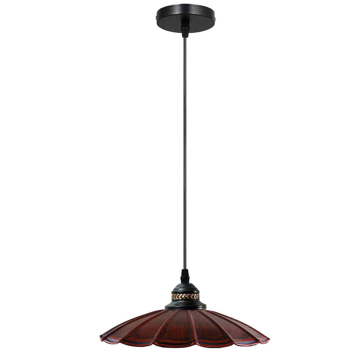 Industrial Brushed Copper Pendant Light | Retro Wavy Umbrella Ceiling Lamp E27 ~1411