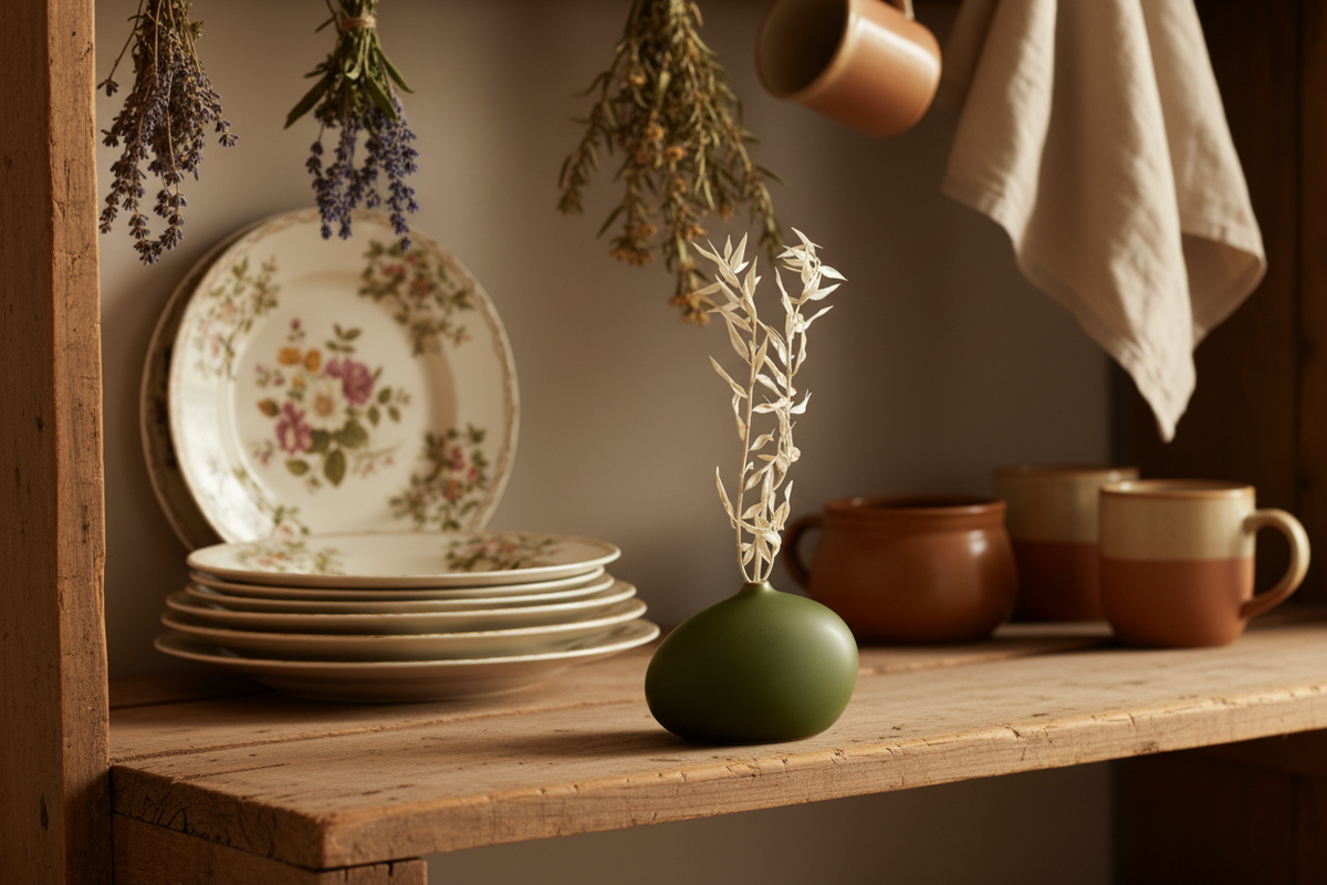 Joseline Ceramic Decorative Green Vase