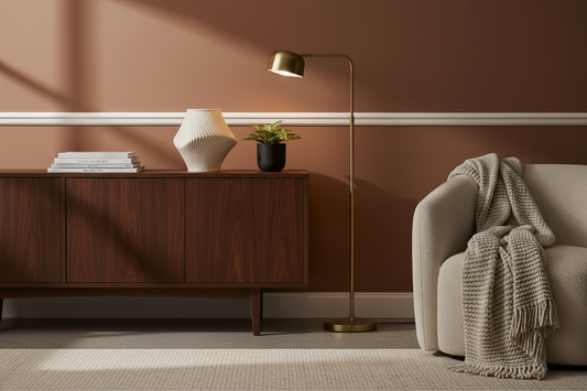 Short Beige Sculptural Ribbed Vase