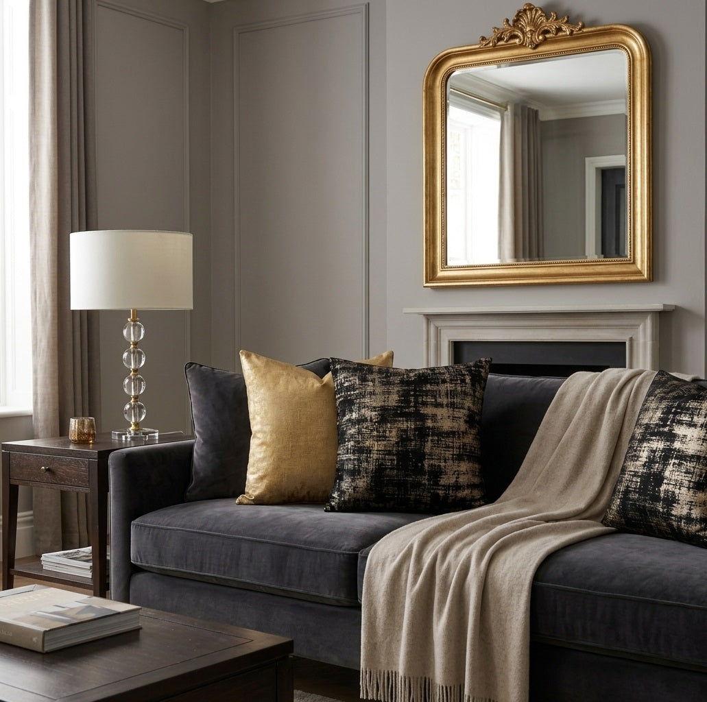 Luxury Gold Metallic Textured Velvet Cushion Cover